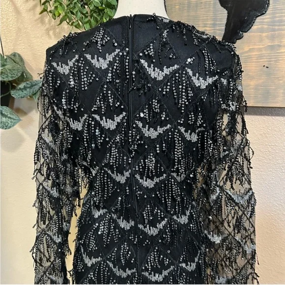 Playful Composure Black Fringe Sequin Mini Dress - Picture 9 of 9